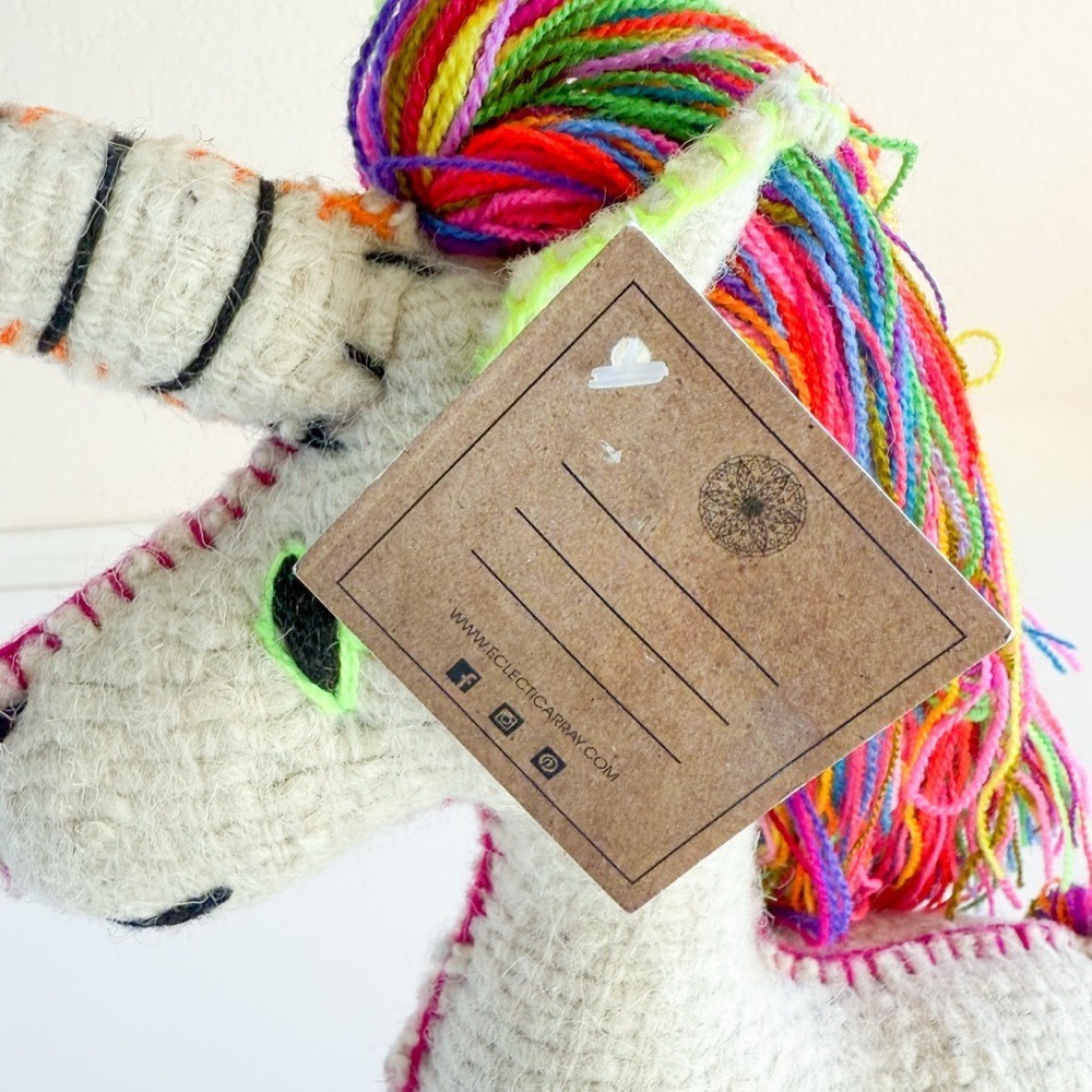 NWT Eclectic Array Handmade Artisan Wool Rainbow Unicorn Plush Stuffed Animal - Picture 14 of 14